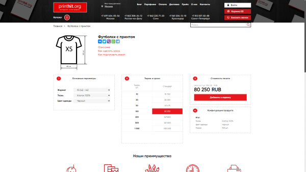 Доработки сайта типографии Printhit.org
