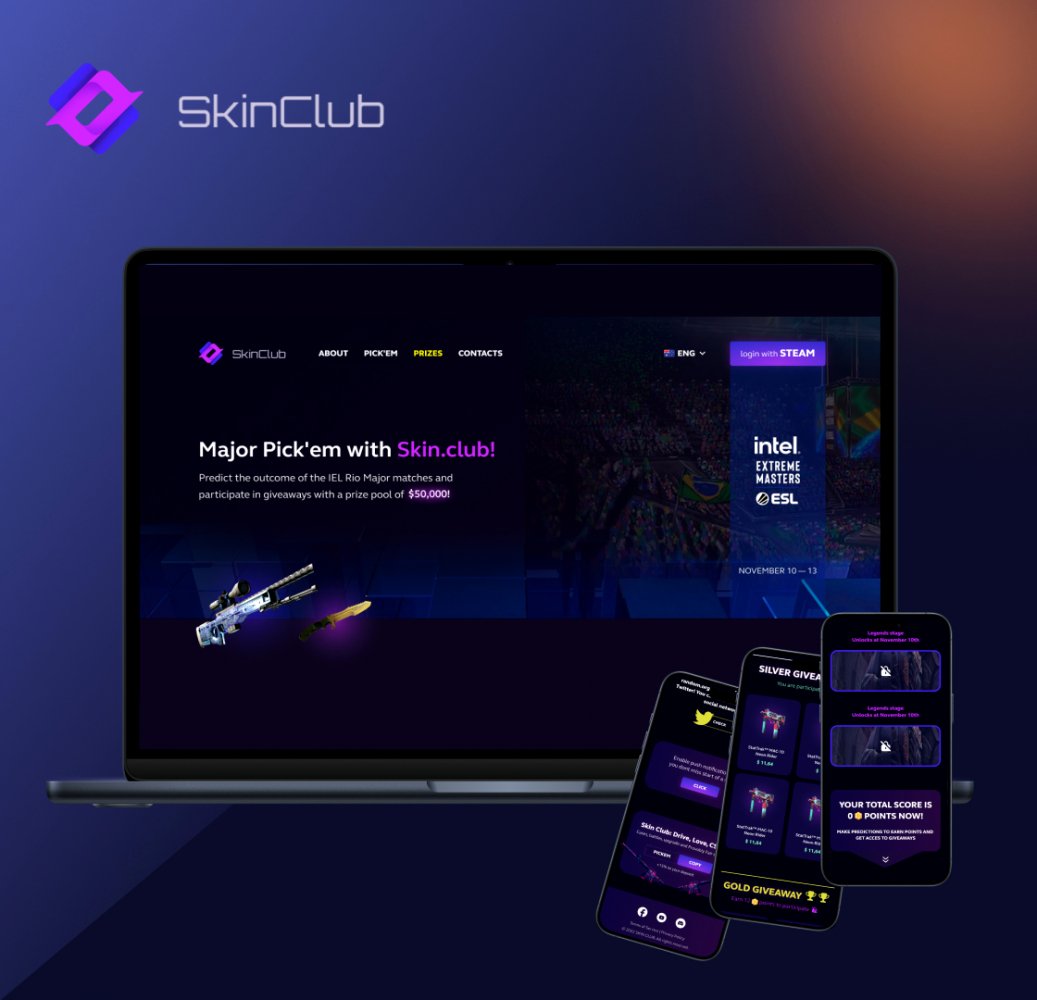 Skin.club - одностраничный сайт для прогнозов Counter-Strike